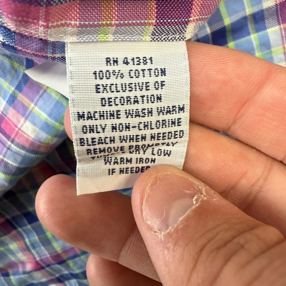 Polo Ralph Lauren Shirt Men XL Blue Bright Colorful Plaid Button Down Preppy Ivy